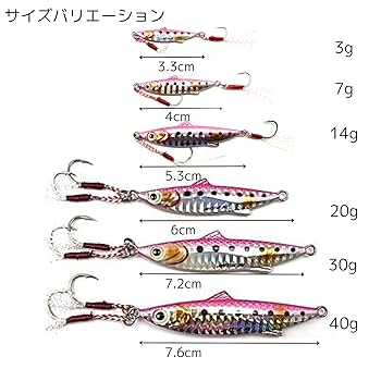 Amazon.co.jp: ACRUX ジグスター 6色セット 3g 7g 14g 20g 30g